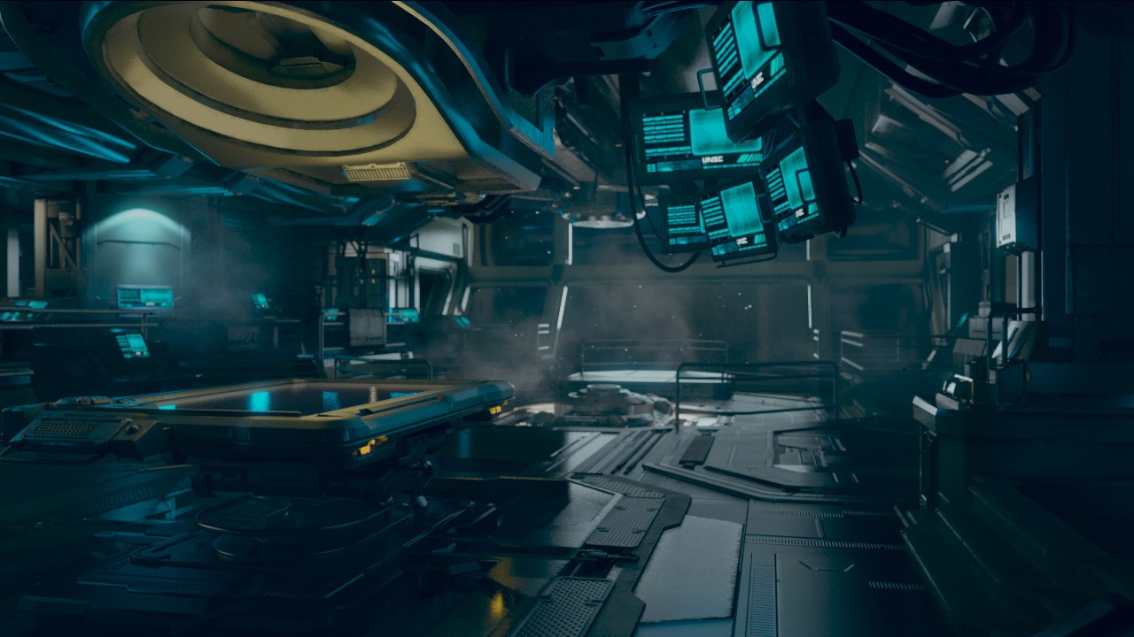 futuristic sci-fi lab interior