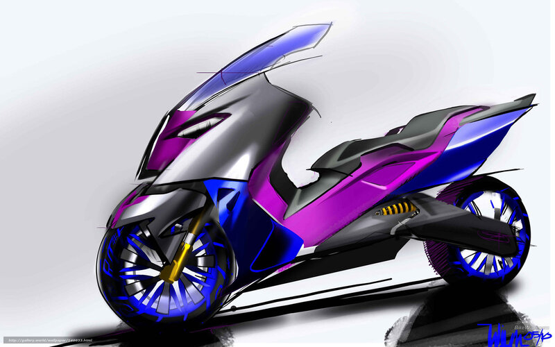 Futuristic Scooter Concept — Purple