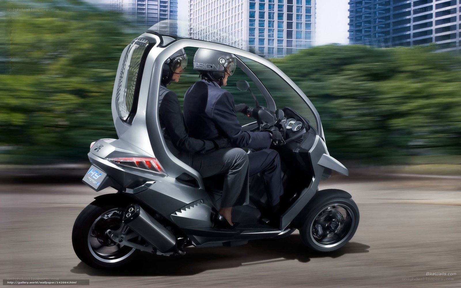 Futuristic scooter with passengers