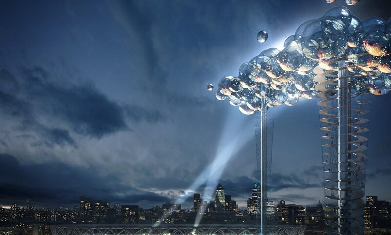 Futuristic Sculpture at Night — Blue
