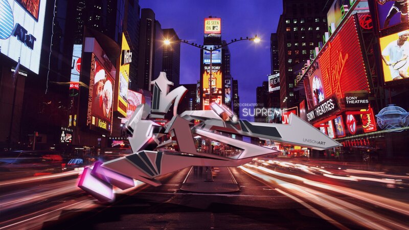 Futuristic Sculpture in City — Black