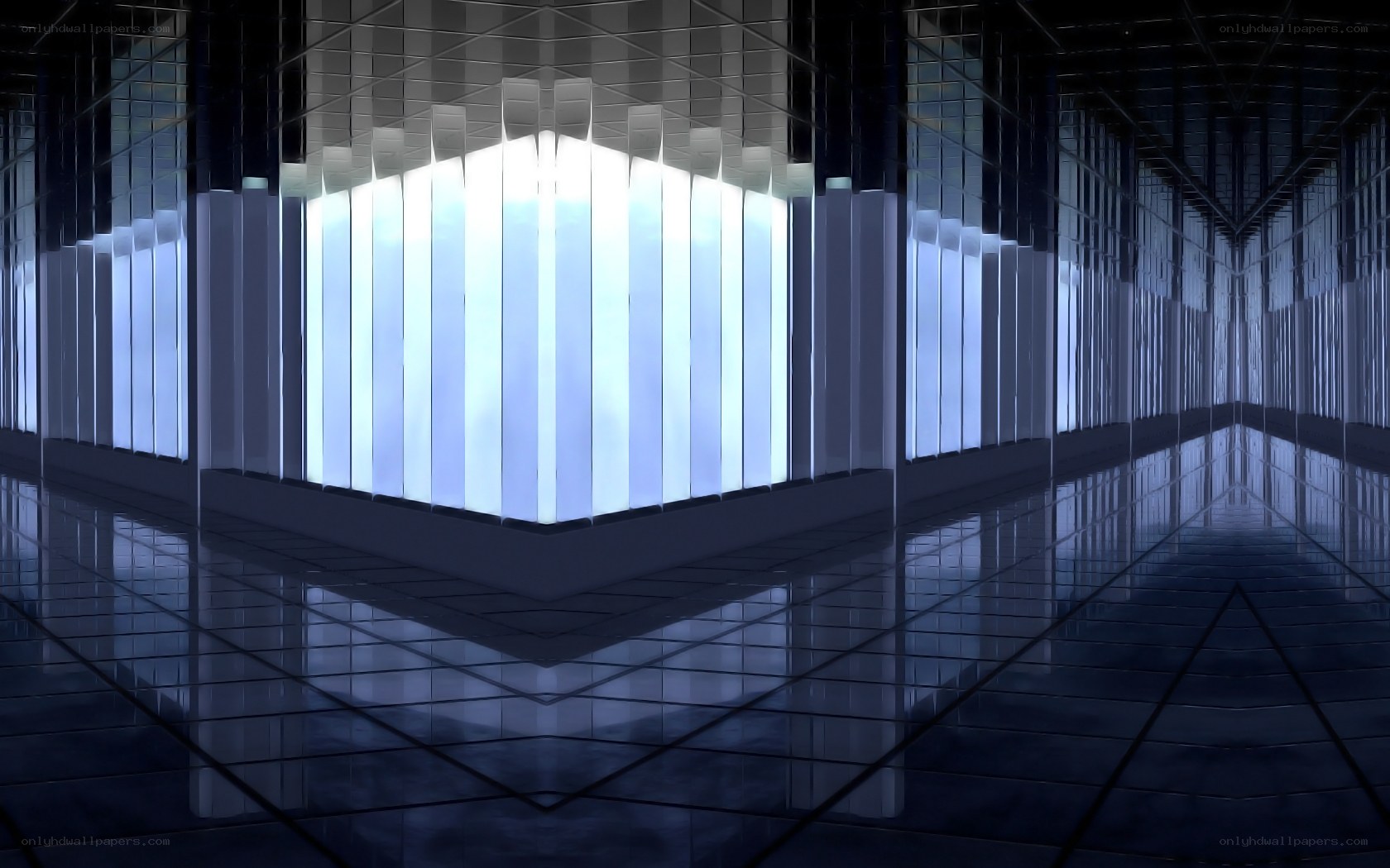 futuristic server room corridor