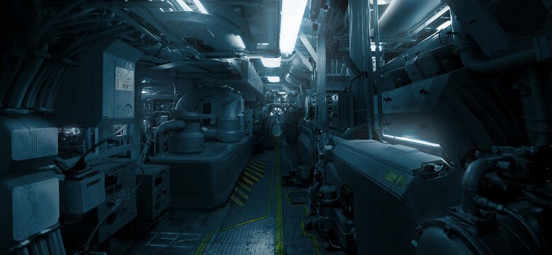 futuristic ship corridor