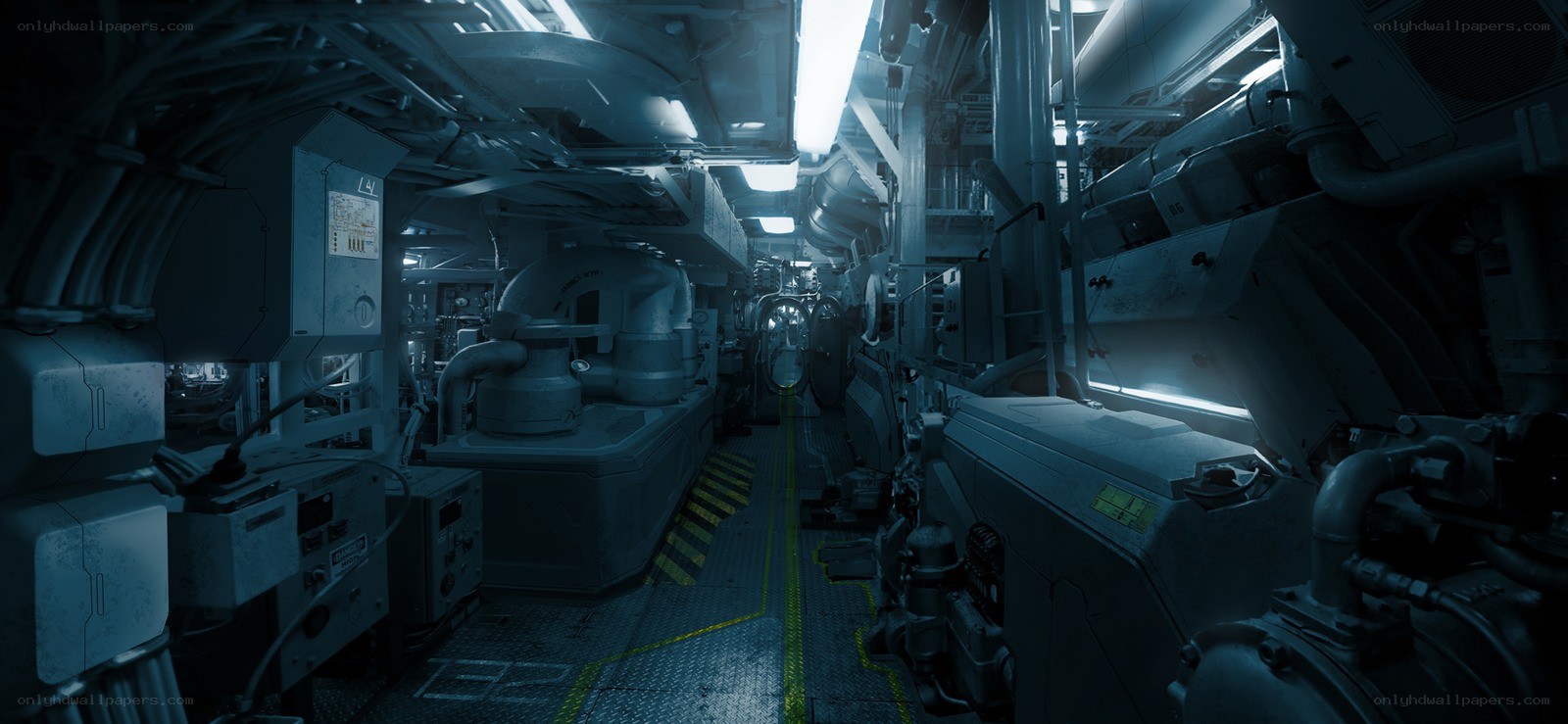 futuristic ship corridor