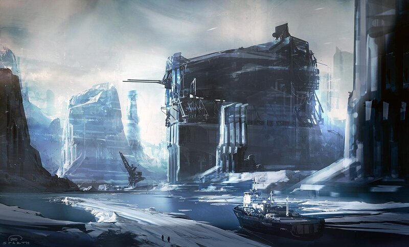 Futuristic Ship in Ice — Blue