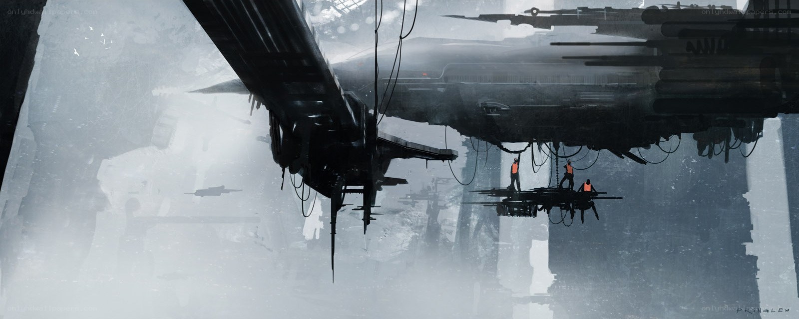Futuristic ship maintenance
