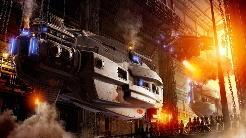 Futuristic Ships in Hangar