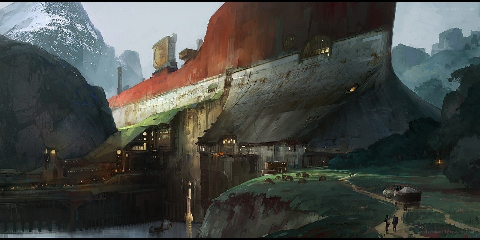 futuristic shipwreck settlement