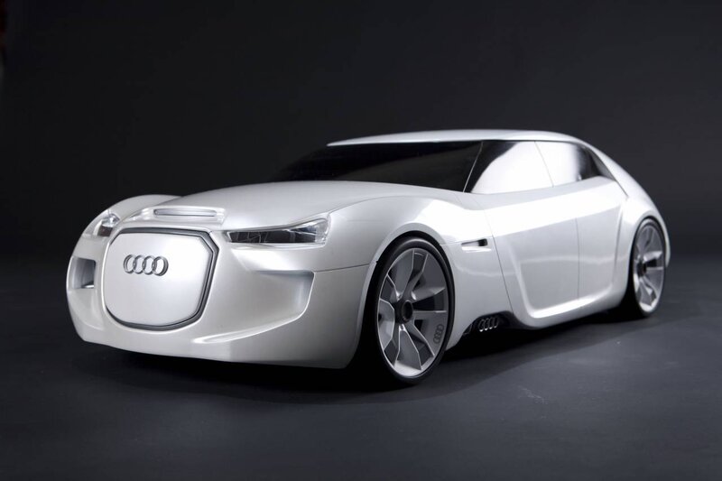 futuristic silver audi concept car