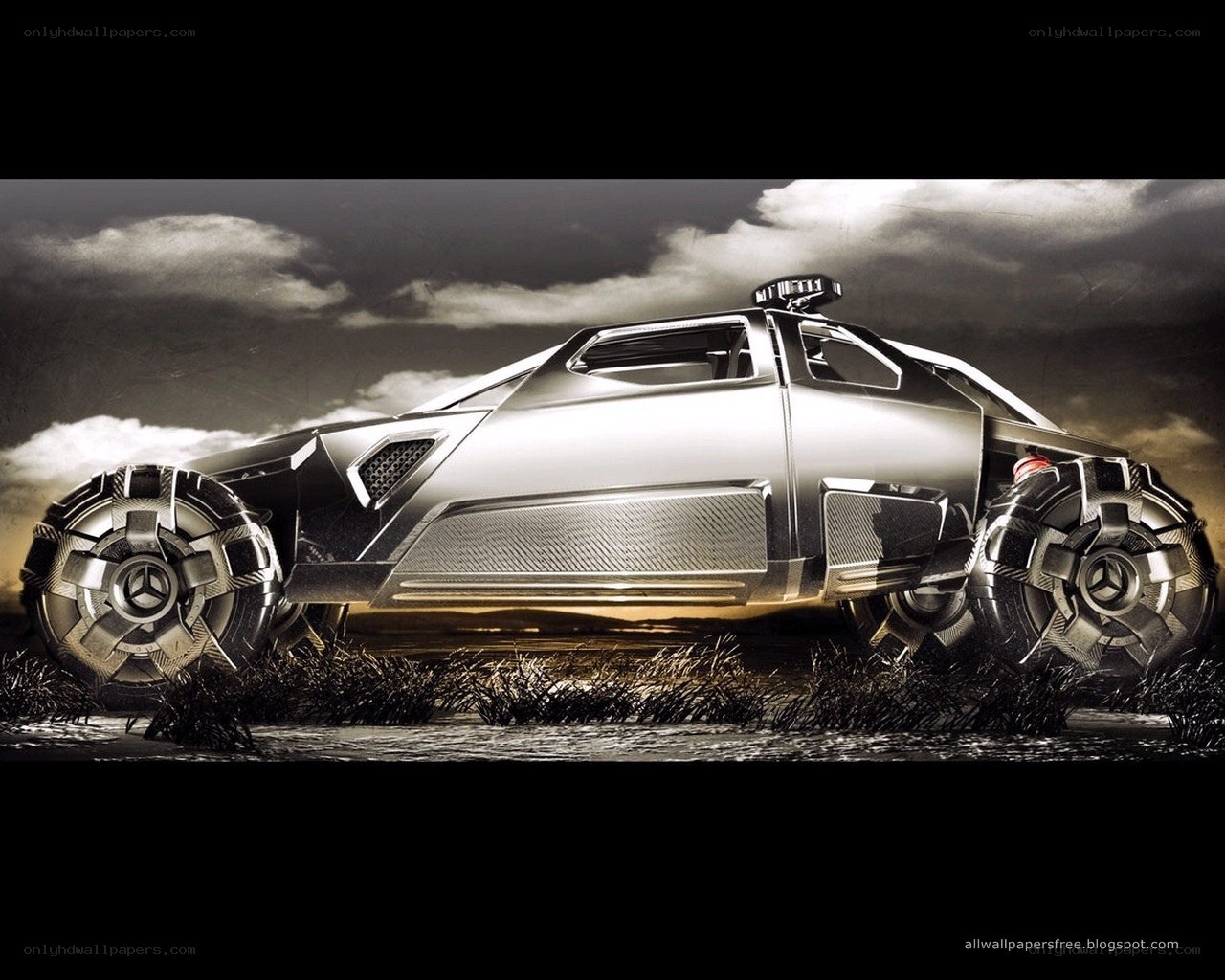 futuristic silver car concept