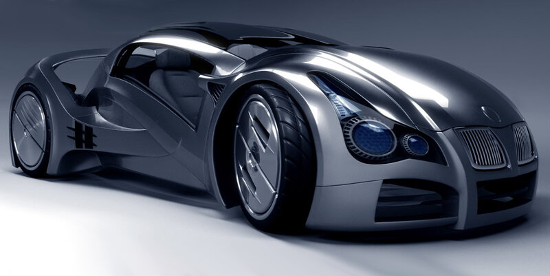 Futuristic Silver Car — Dramatic, 3d Render