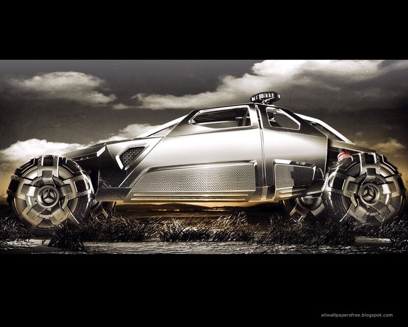Futuristic Silver Car — Dramatic, Night