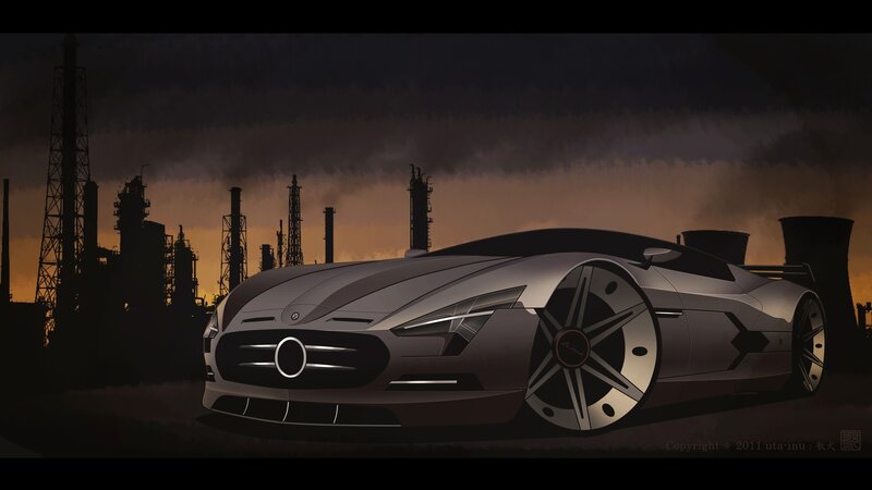 Futuristic Silver Car — Gray