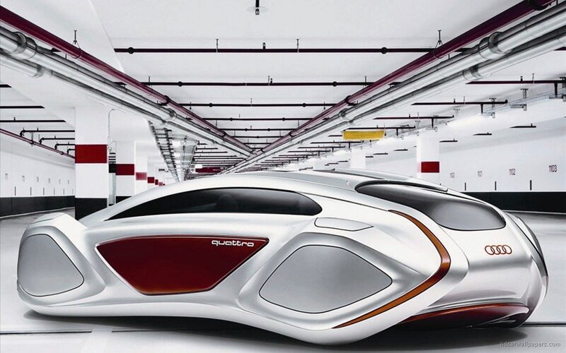 Futuristic Silver Car — Modern, 3d Render