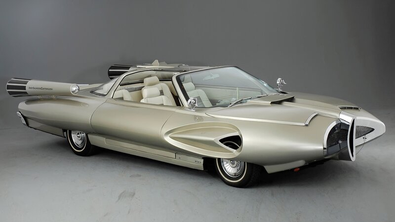 Futuristic Silver Car — Retro