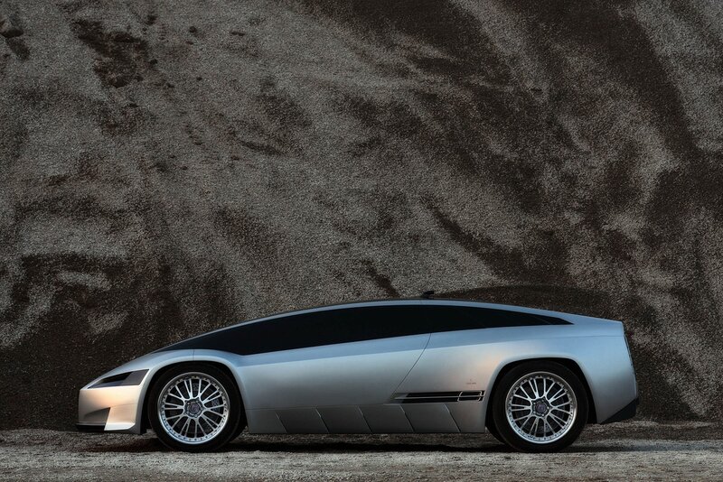 futuristic silver concept car