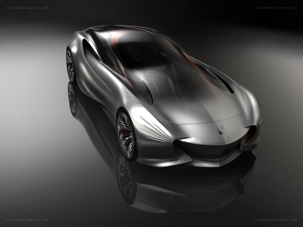 futuristic silver concept car