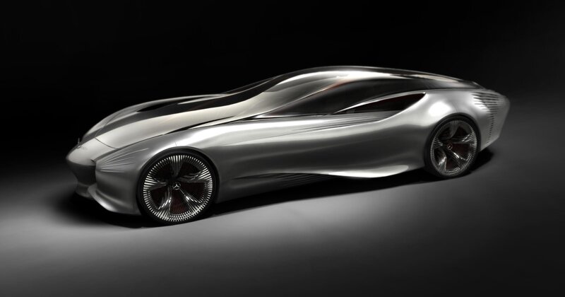 futuristic silver concept car