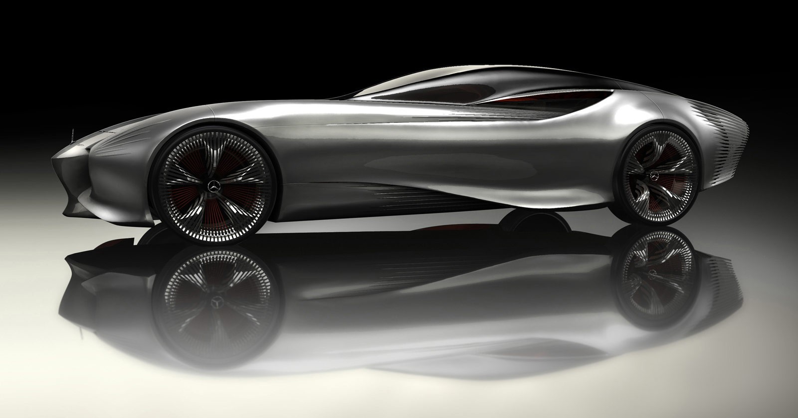 futuristic silver concept car