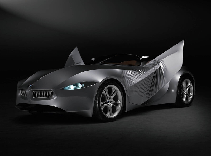 futuristic silver concept car