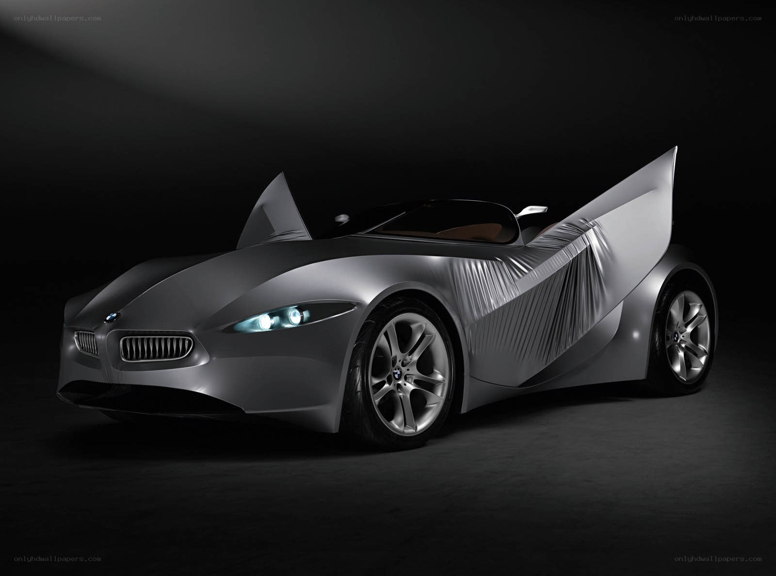 futuristic silver concept car