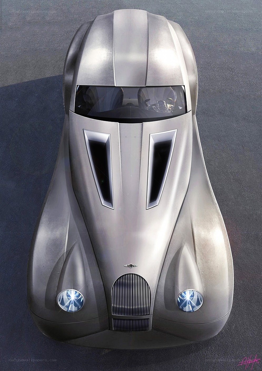 futuristic silver concept car