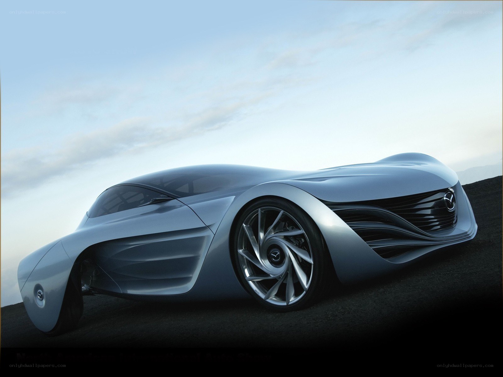 futuristic silver concept car