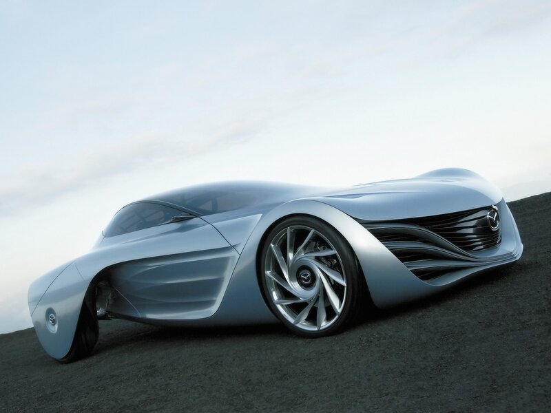 futuristic silver concept car