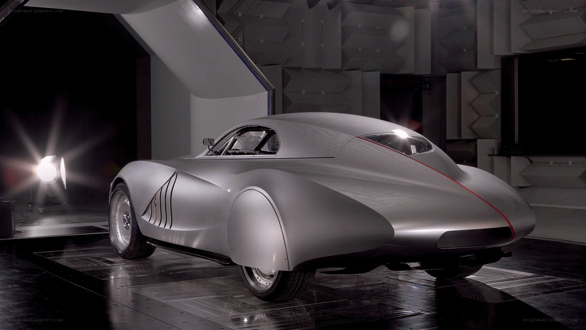 futuristic silver concept car