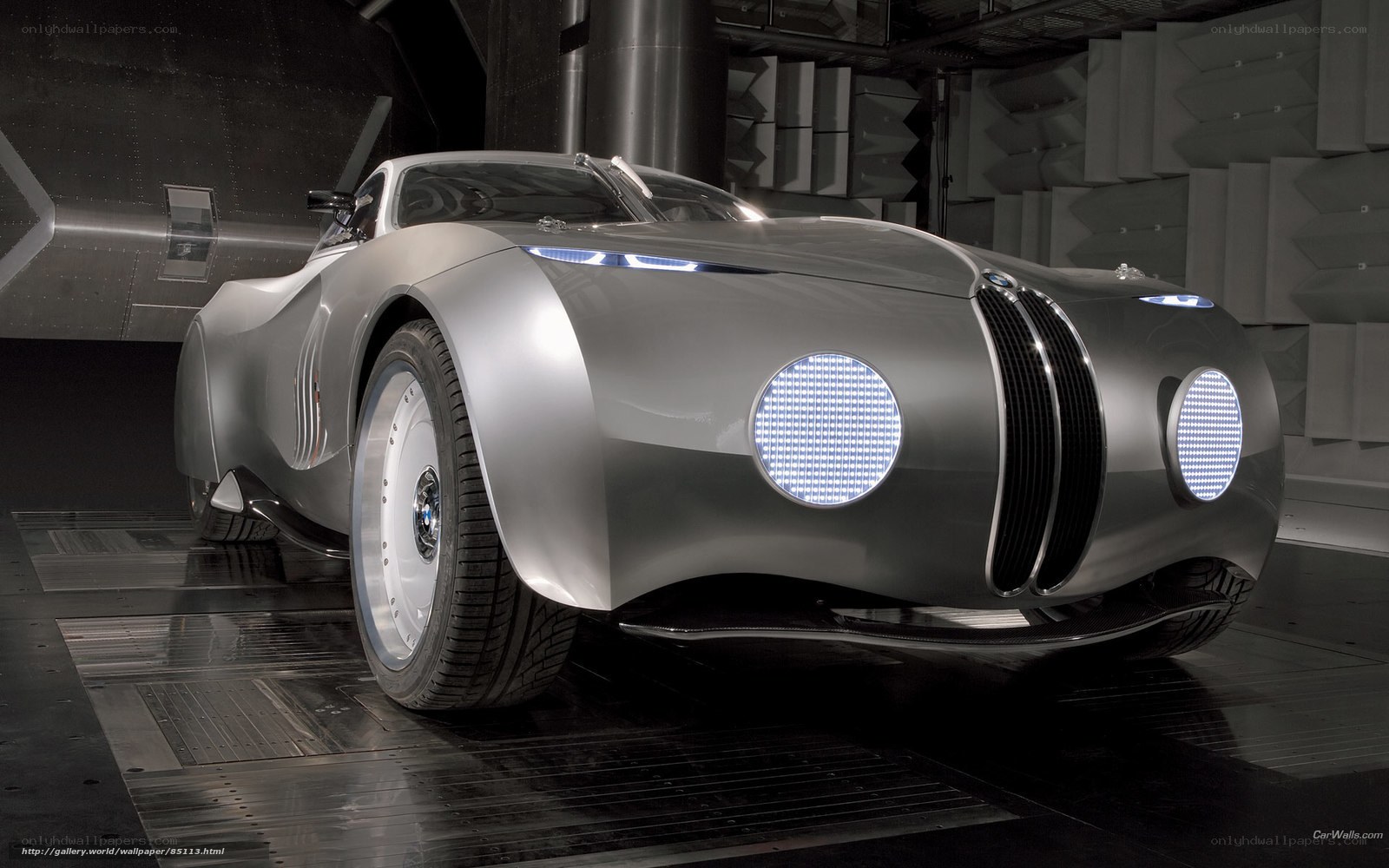 Futuristic silver concept car