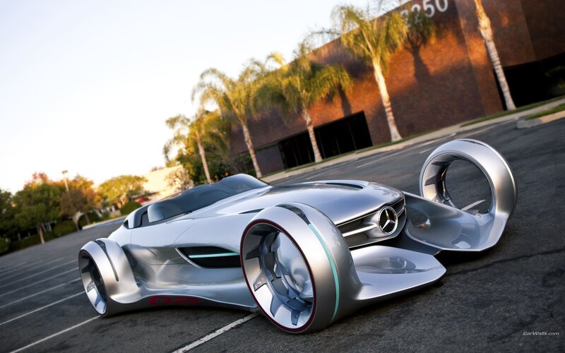 futuristic silver concept car