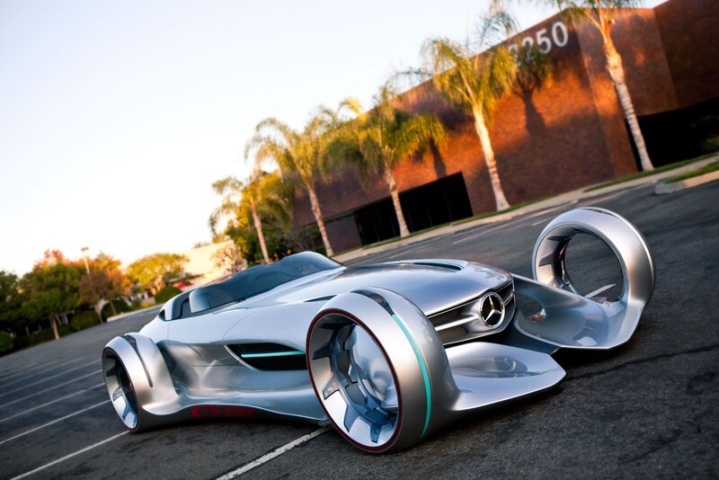 futuristic silver concept car