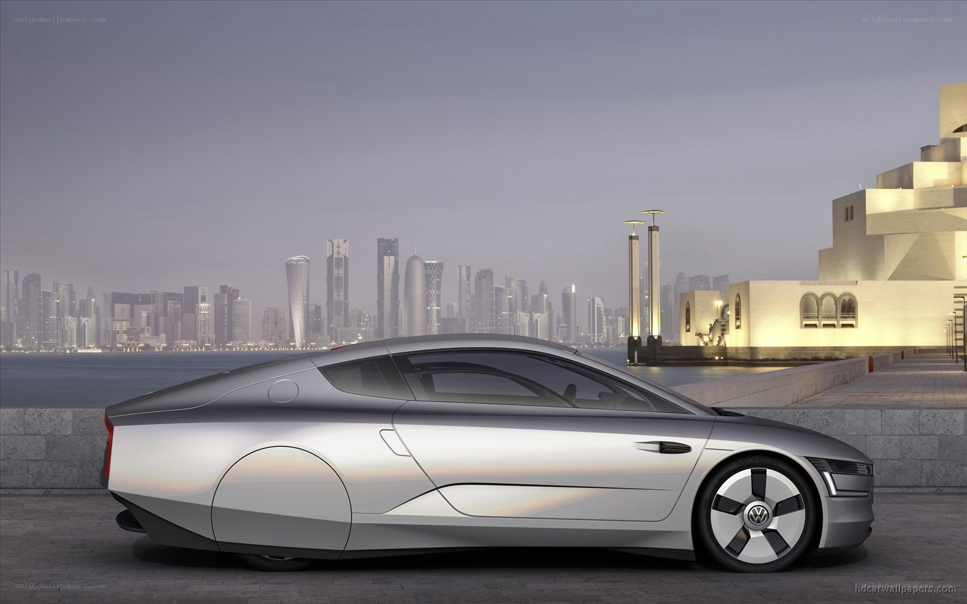 futuristic silver concept car