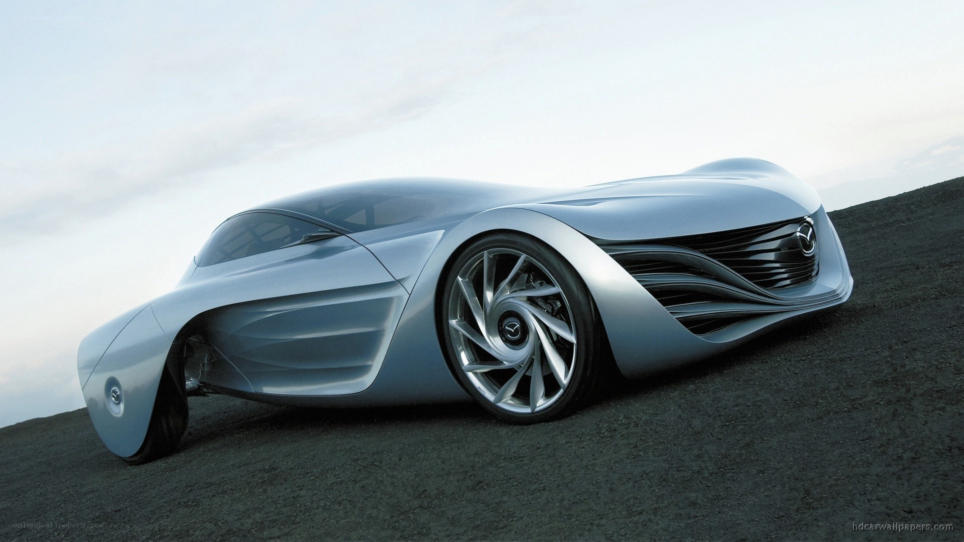 futuristic silver concept car