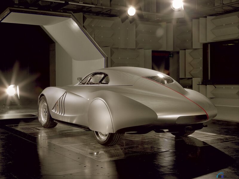 futuristic silver concept car