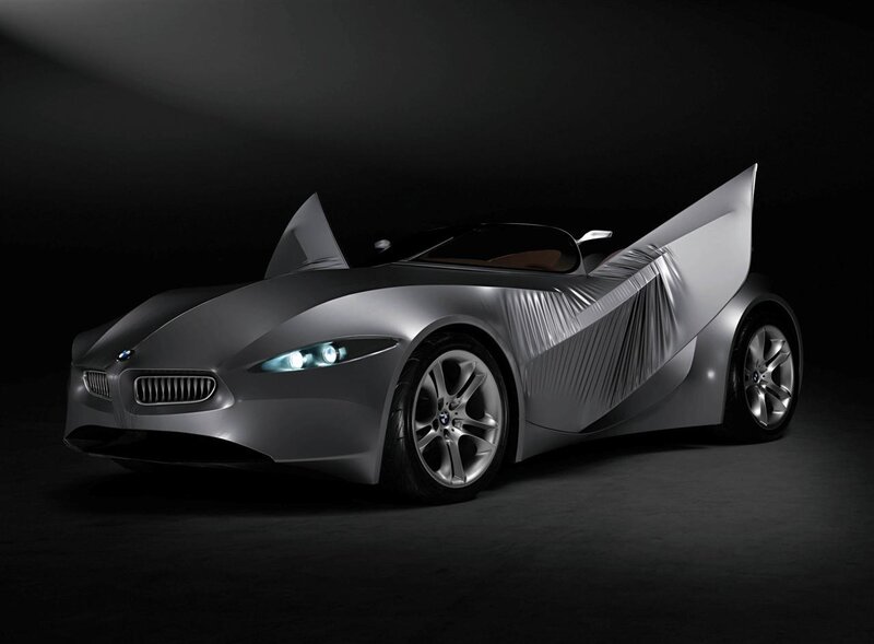 futuristic silver concept car