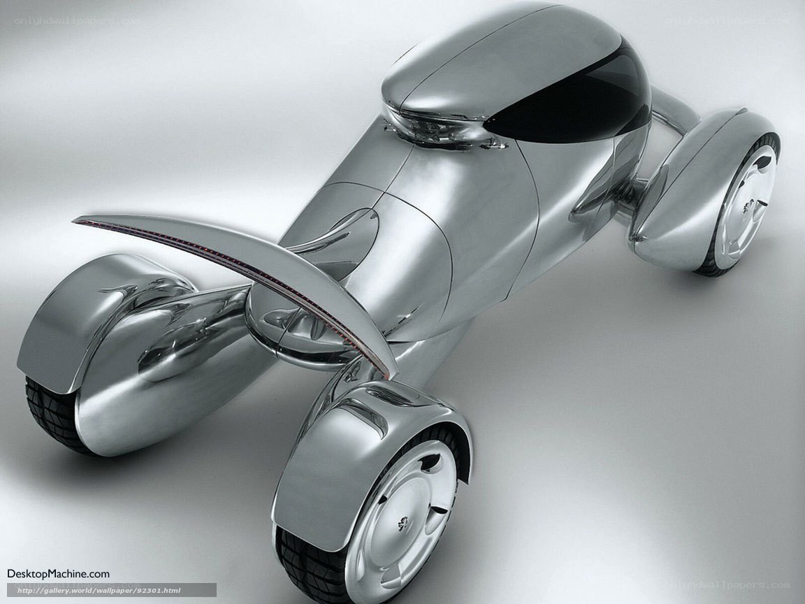 futuristic silver concept car