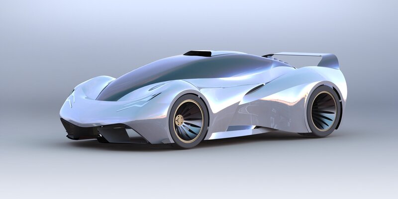 Futuristic Silver Race Car