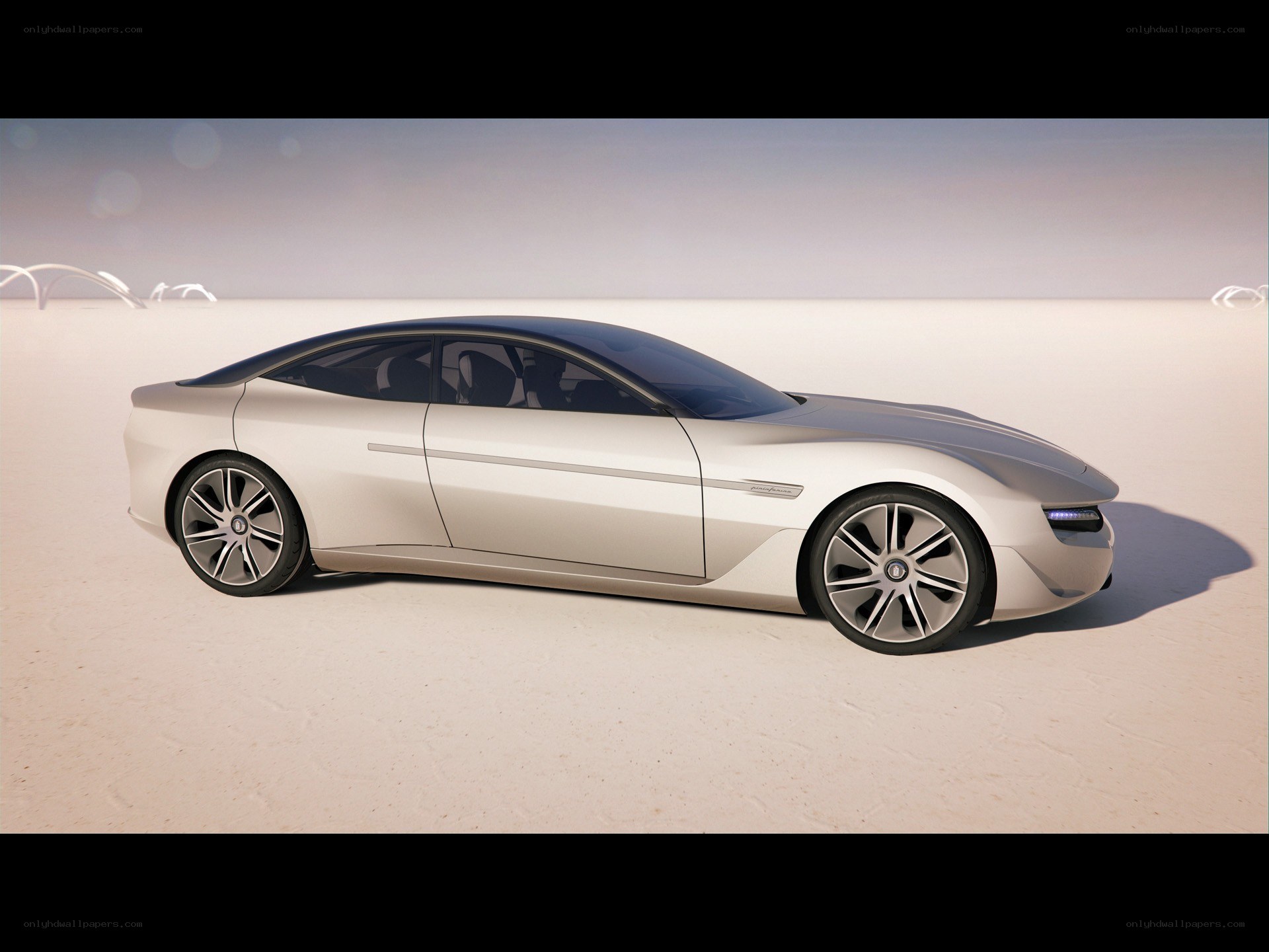 futuristic silver sedan