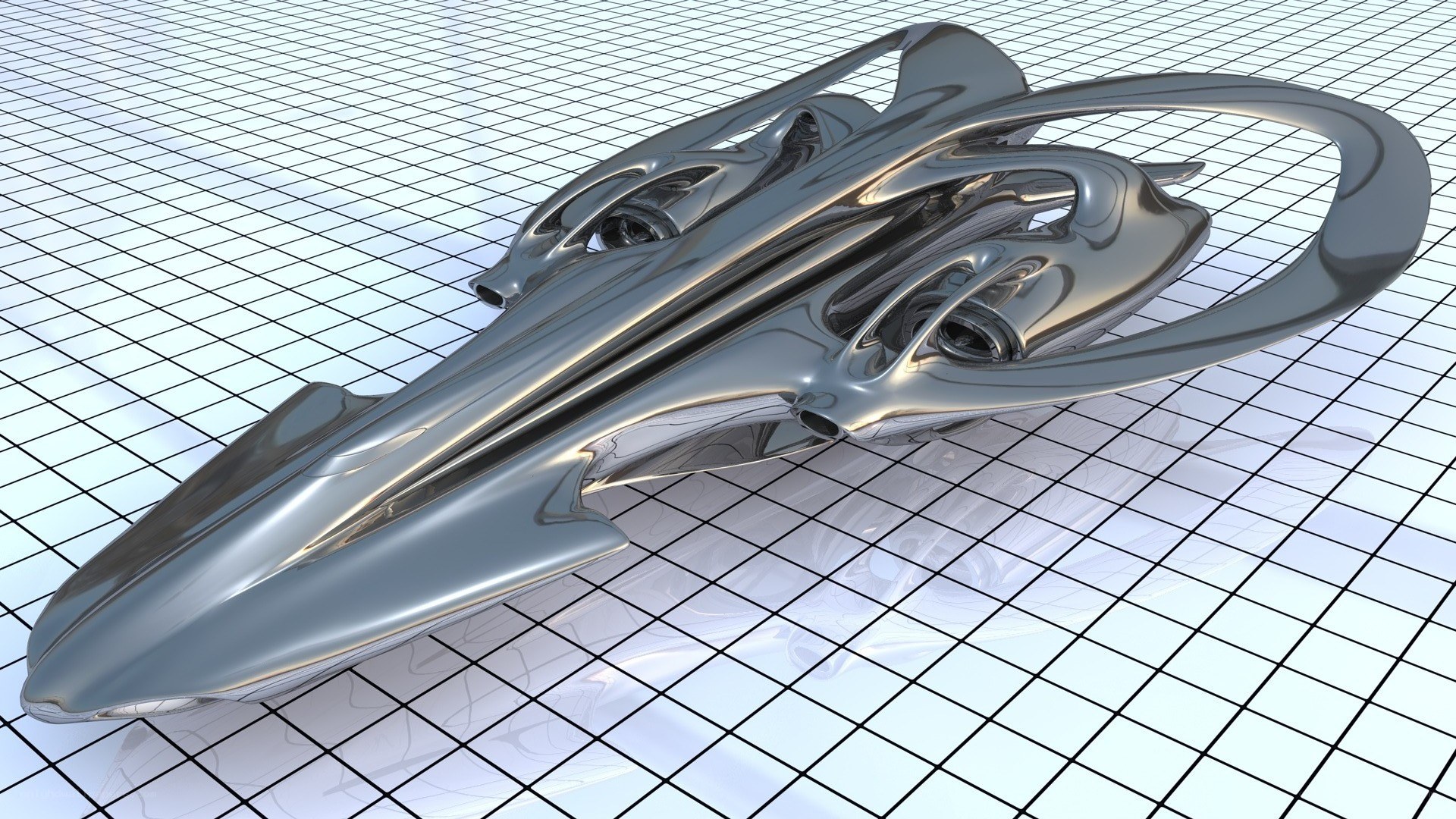futuristic silver spacecraft