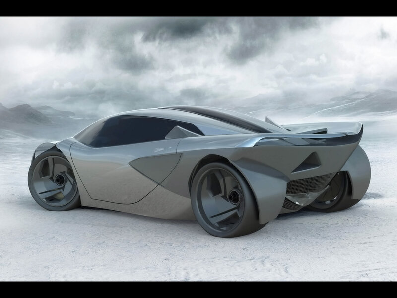 futuristic silver sports car