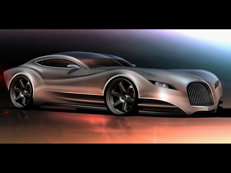 futuristic silver sports car