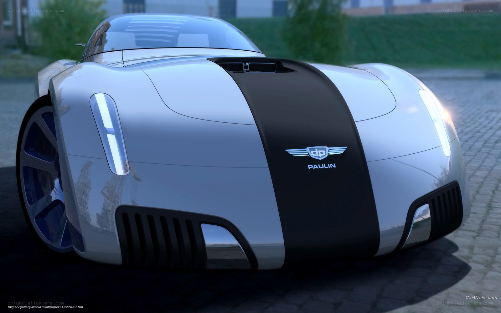 futuristic silver sports car