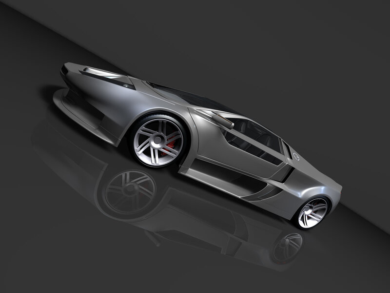 futuristic silver sports car