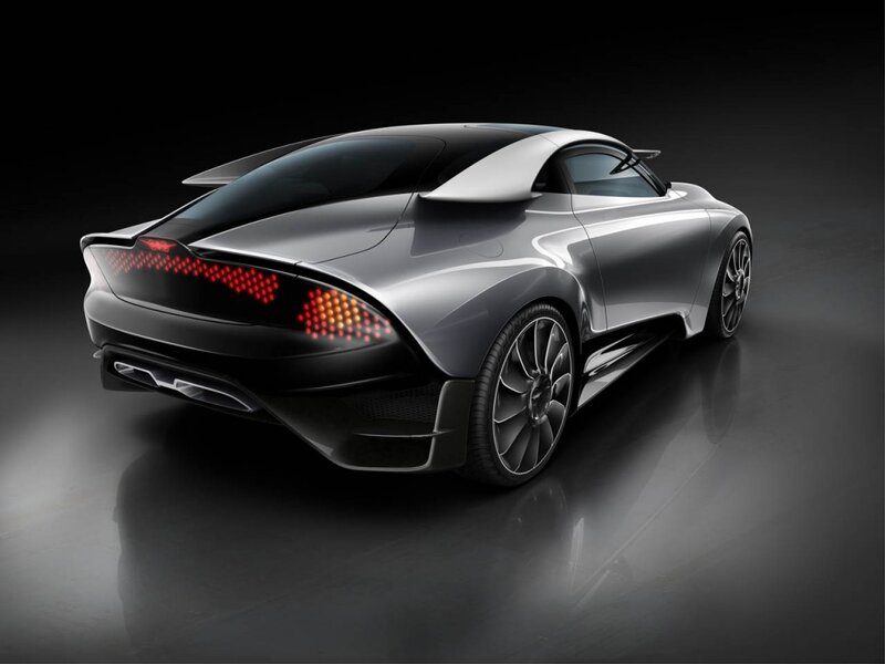 futuristic silver sports car
