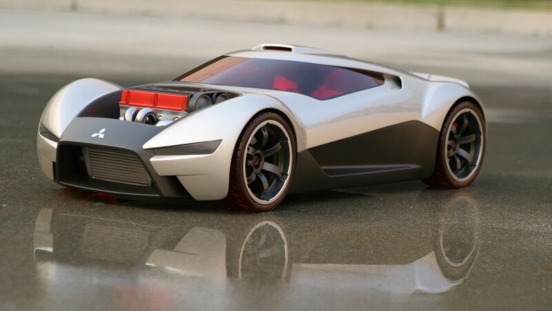 futuristic silver sports car