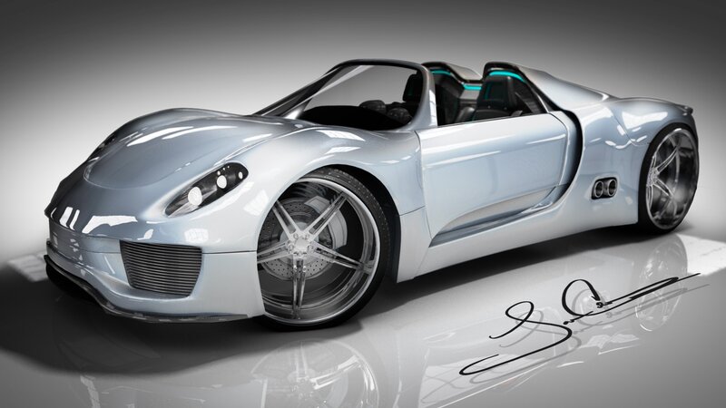futuristic silver sports car