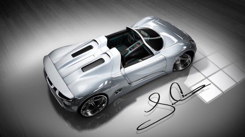 futuristic silver sports car