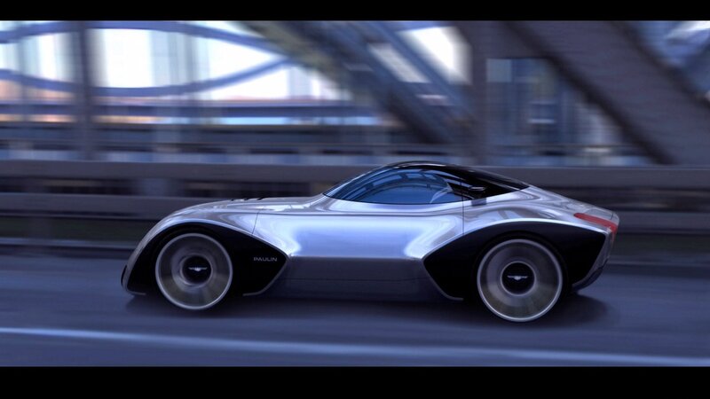 futuristic silver sports car