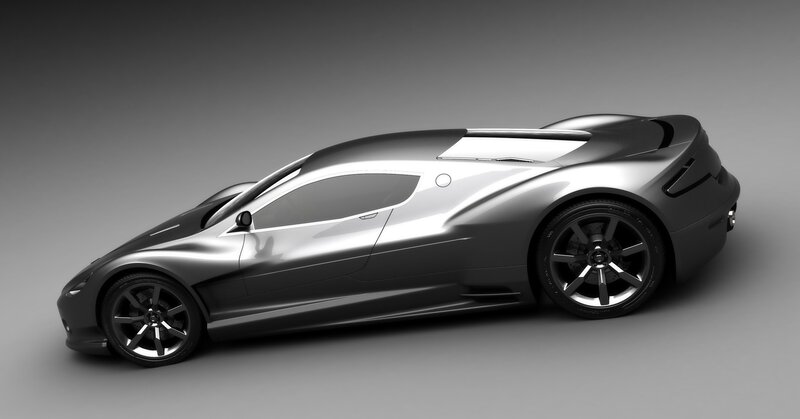 futuristic silver sports car